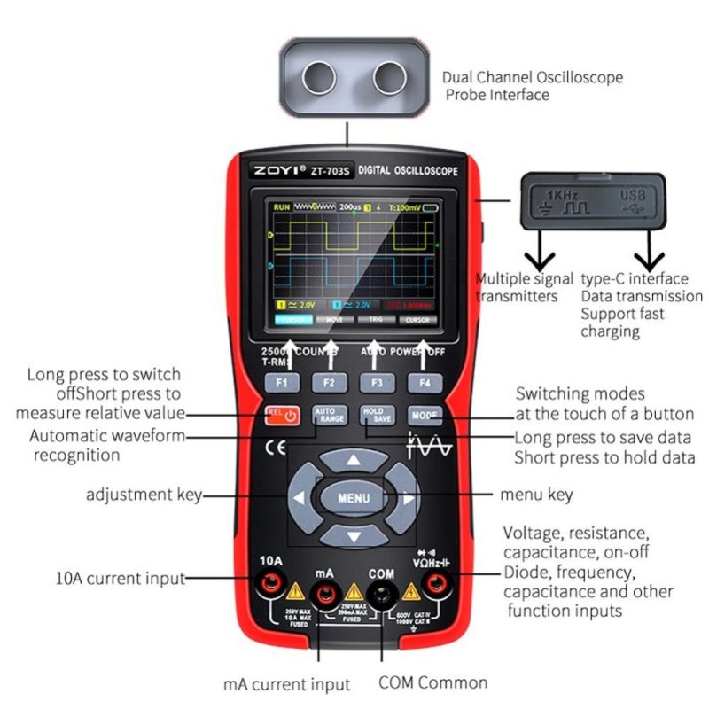 3in1 Digital Multimeter 50MHz Bandwidth 280MS Sampling Rate PC Waveform Data Storage Dual Channel Oscilloscope Signal Generator (Standard Configuration)  |   Digital Multimeters & Oscilloscopes Digital Multimeters & Oscilloscopes Digital Multimeters & Oscilloscopes