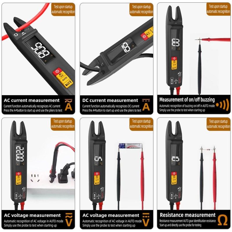 3in1 Handheld Digital Multimeter Clamp Ammeter Electric Test Pen LCD Color Display Handheld Multimeter  |   Digital Multimeters & Oscilloscopes Digital Multimeters & Oscilloscopes Black