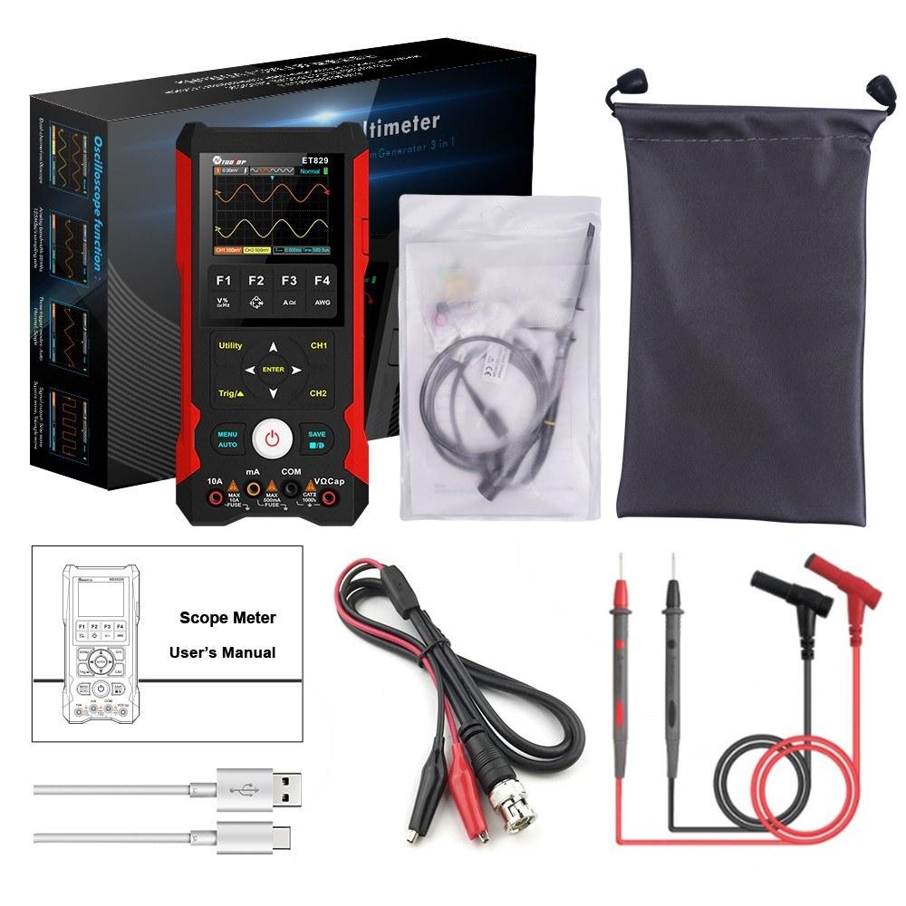 3in1 Oscilloscope Multimeter Signal Generator 2.8 inch TFT Display Handheld Oscilloscope  |   Digital Multimeters & Oscilloscopes Digital Multimeters & Oscilloscopes Black And Red