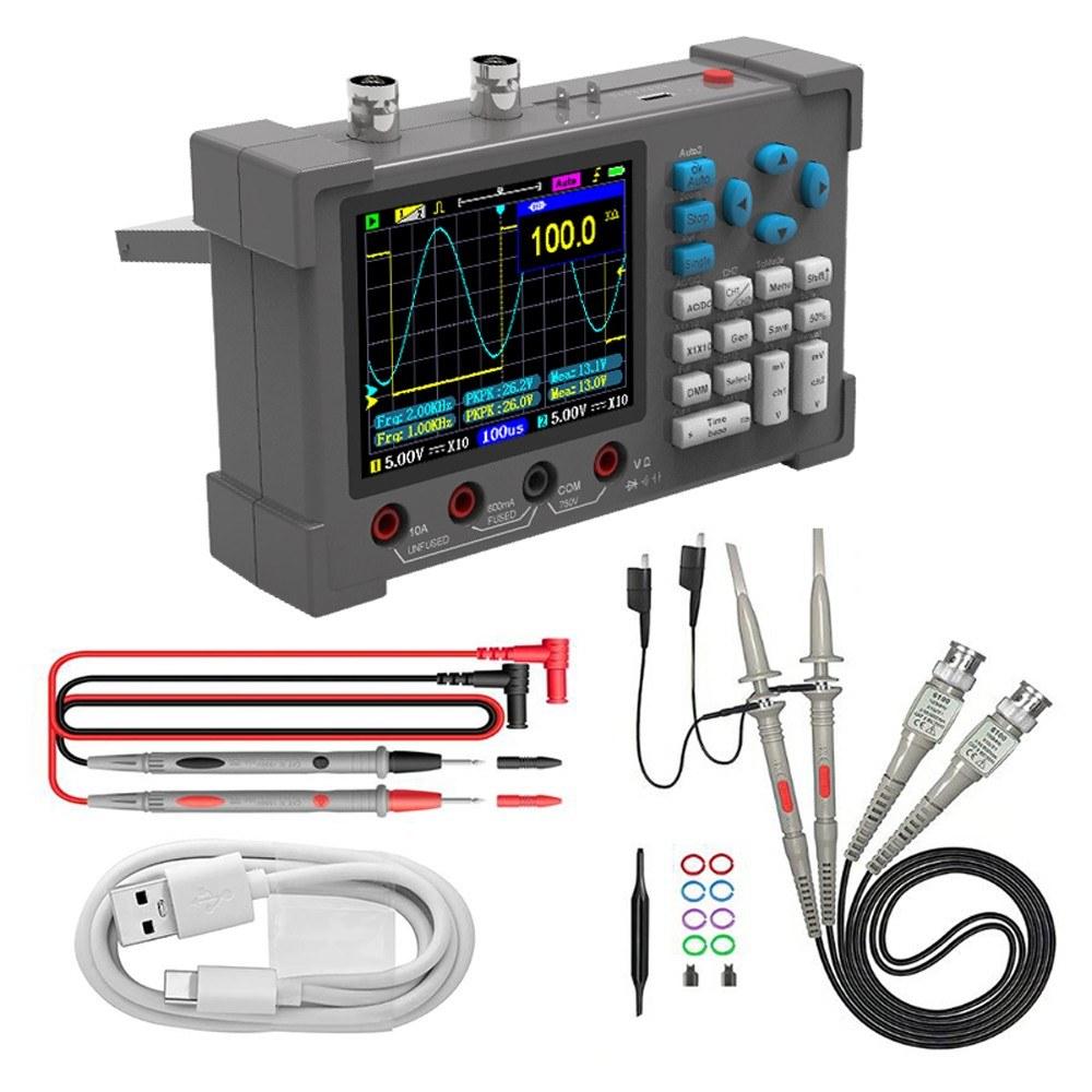 3in1 Oscilloscope Multimeter Signal Generator Machine 3.2inch IPS Display 120Mhz Bandwidth 250MSa/s Sampling Rate Dual Channel Oscillometer  |   Digital Multimeters & Oscilloscopes Digital Multimeters & Oscilloscopes Black