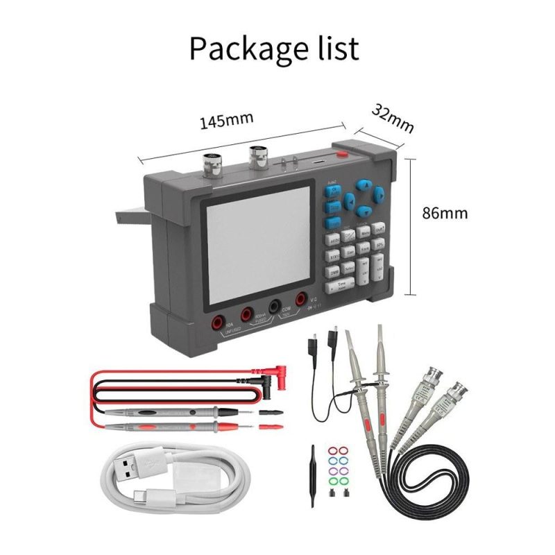 3in1 Oscilloscope Multimeter Signal Generator Machine 3.2inch IPS Display 120Mhz Bandwidth 250MSa/s Sampling Rate Dual Channel Oscillometer  |   Digital Multimeters & Oscilloscopes Digital Multimeters & Oscilloscopes Black