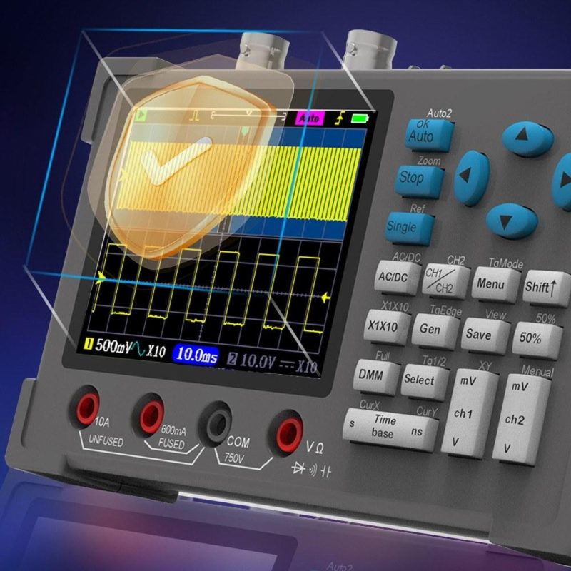 3in1 Oscilloscope Multimeter Signal Generator Machine 3.2inch IPS Display 120Mhz Bandwidth 250MSa/s Sampling Rate Dual Channel Oscillometer  |   Digital Multimeters & Oscilloscopes Digital Multimeters & Oscilloscopes Black