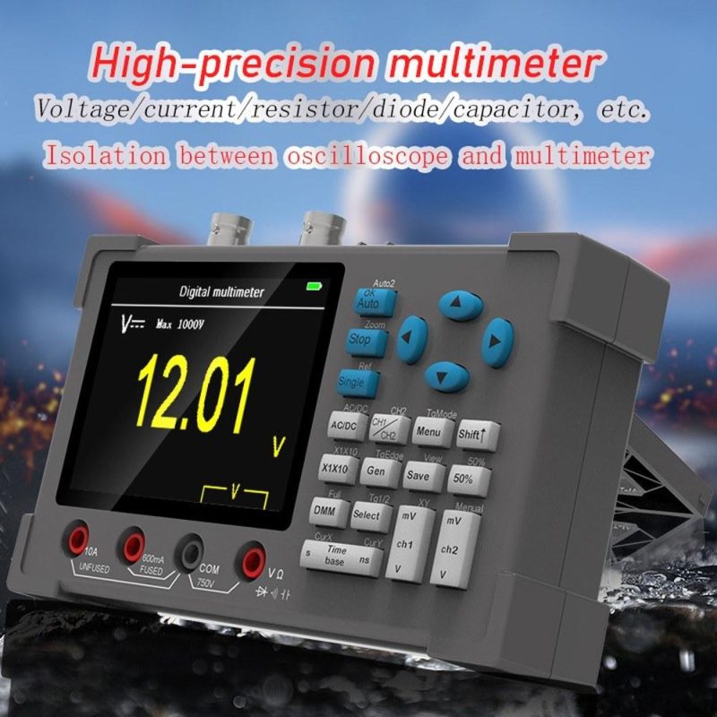 3in1 Oscilloscope Multimeter Signal Generator Machine 3.2inch IPS Display 120Mhz Bandwidth 250MSa/s Sampling Rate Dual Channel Oscillometer  |   Digital Multimeters & Oscilloscopes Digital Multimeters & Oscilloscopes Black