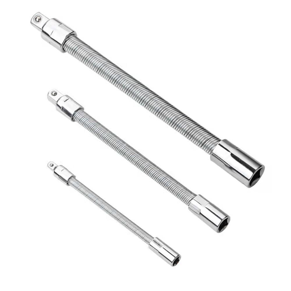 3Pcs Flexible Socket Extension Cables 1/4 3/8 1/2 Flex Socket Extension Bar Set Drive Light Impact Extender  |   Wrenches Professional Tools Silver