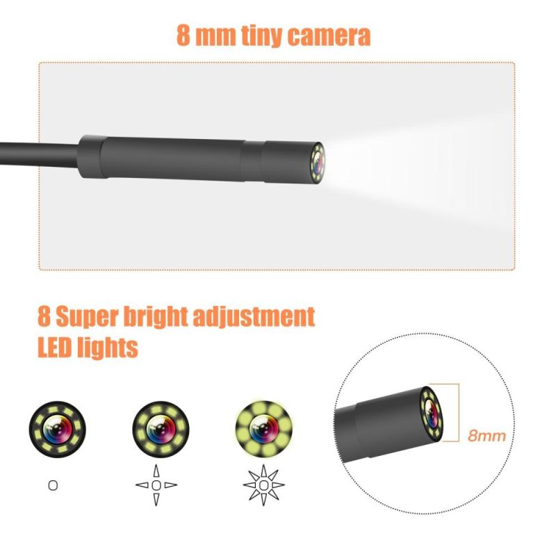 4.3 Inch Color LCD Screen High Definition 1080P IP67 Handheld Endoscope Industrial Home Endoscopes with 8 LEDs 8mm Camera Diameter （Soft wire 5M）  |   Microscopes & Endoscope Measurement & Analysis Instruments Microscopes & Endoscope