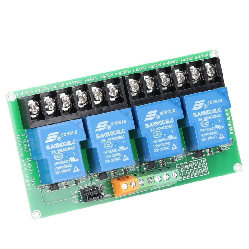 4 Channel Relay Module 30A Load Current with Optocoupler Isolation Supports High and Low Triger 5V 12Volt 24Volt Optional  |   Modules Modules Modules