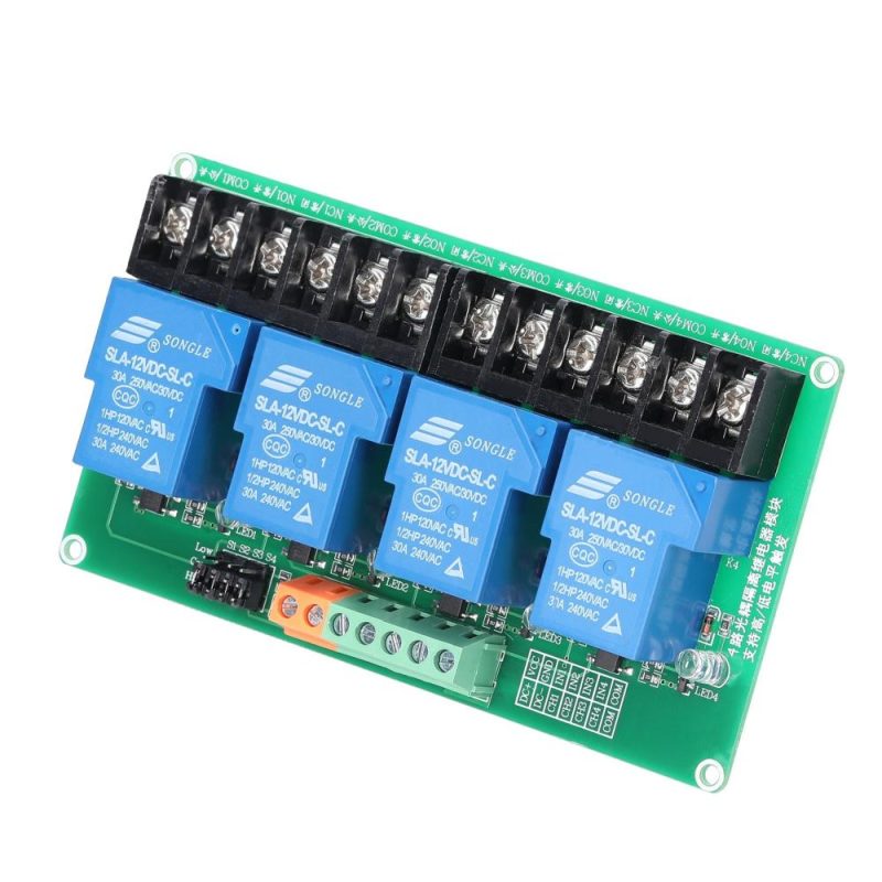 4 Channel Relay Module 30A Load Current with Optocoupler Isolation Supports High and Low Triger 5V 12Volt 24Volt Optional  |   Modules Modules Modules