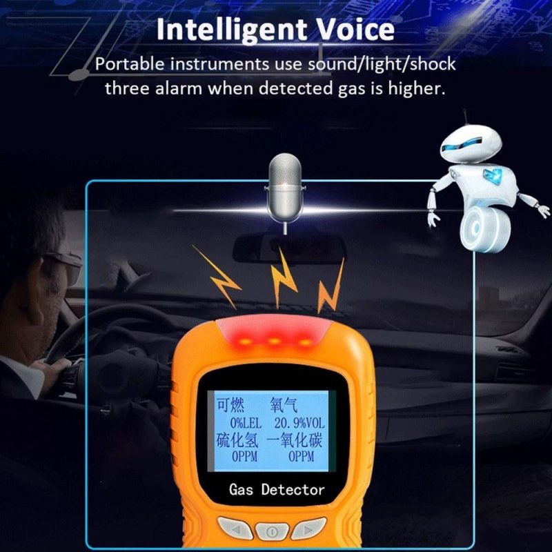 4 in 1 Gas Detector CO Monitor Digital Handheld Toxic Gas Carbon Monoxide Detector Hydrogen Sulfide Gas Tester with LCD Display Sound+ Light Vibration Alarm  |   Other Nature Element Measurements Measurement & Analysis Instruments Black & Orange