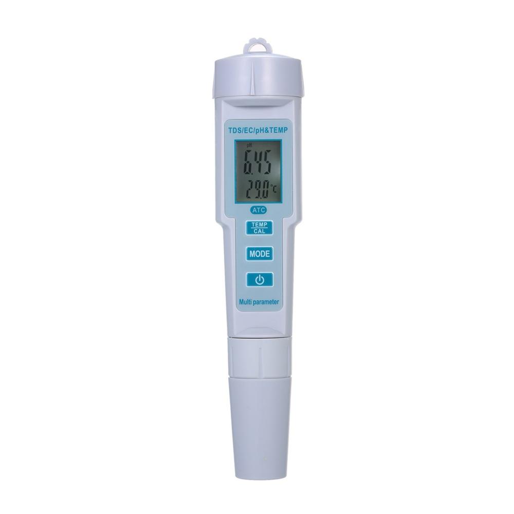 4 in 1 Water Quality Tester pH/EC/TDS/Temperature Meter IP55 Waterproof Automatic Shutdown Backlight Display Tester White PH-686  |   Water quality analysis equipment Measurement & Analysis Instruments Grey