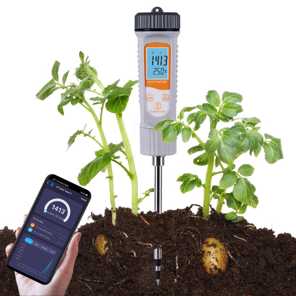 4-in-1 Water Tester EC/TDS/CF/Temp Soil Moisture Meter Water Monitor Long Probe Hygrometer for Outdoor Indoor Large Pot Plants Flower Gardening Farming  |   Soil analysis equipment Measurement & Analysis Instruments Grey