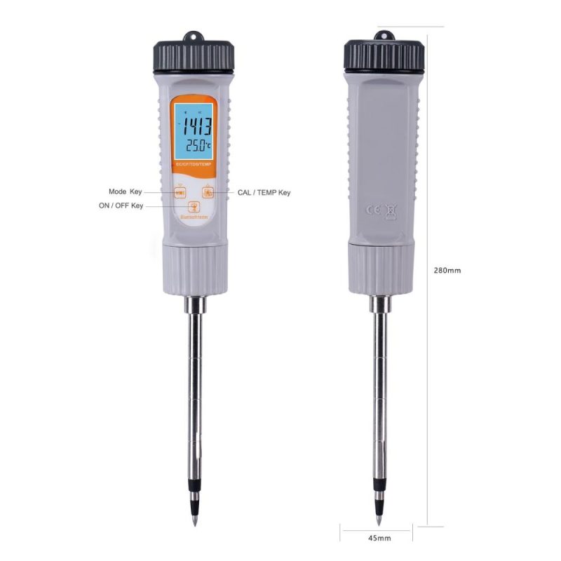 4-in-1 Water Tester EC/TDS/CF/Temp Soil Moisture Meter Water Monitor Long Probe Hygrometer for Outdoor Indoor Large Pot Plants Flower Gardening Farming  |   Soil analysis equipment Measurement & Analysis Instruments Grey