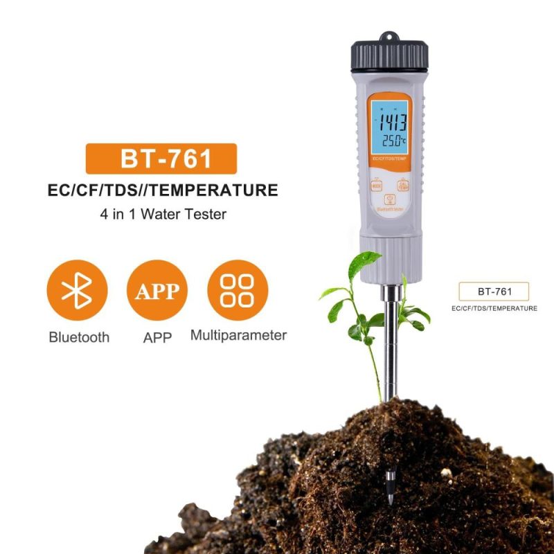 4-in-1 Water Tester EC/TDS/CF/Temp Soil Moisture Meter Water Monitor Long Probe Hygrometer for Outdoor Indoor Large Pot Plants Flower Gardening Farming  |   Soil analysis equipment Measurement & Analysis Instruments Grey