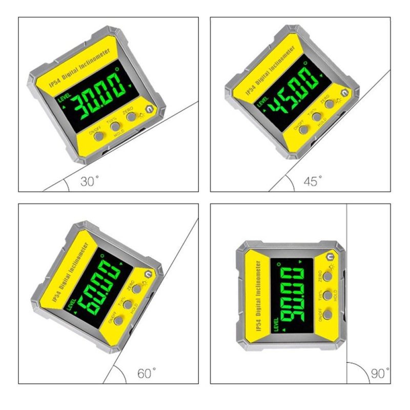 4 x 90 Degrees Digital LCD Protractor Inclinometer Magnetic 0.2° Accuracy Angle Finder Level Box IP54 Electrical Levelling Instrument for Woodworking Machinery Auto Repair  |   Other Instruments Measurement & Analysis Instruments Other Instruments