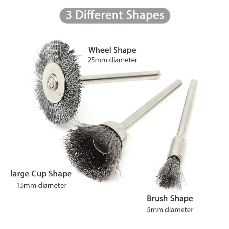 45-Pieces Stainless Steel Wire Brush Wheel Set 1/8” Shank Wire Brush 10/15/25mm Diameter Brush Wheel for Polishing Grinding  |   Power Tool Parts Power & Electrical Tools Power Tool Parts