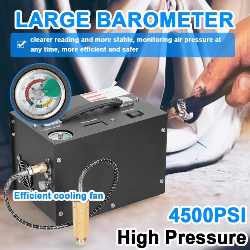 4500PSI Electric High Pressure Air Compressor Outdoor Car Tire Inflator Pump with Barometer Built-in Transformer  |   Electrical Equipment & Supplies Electrical Equipment & Supplies Black