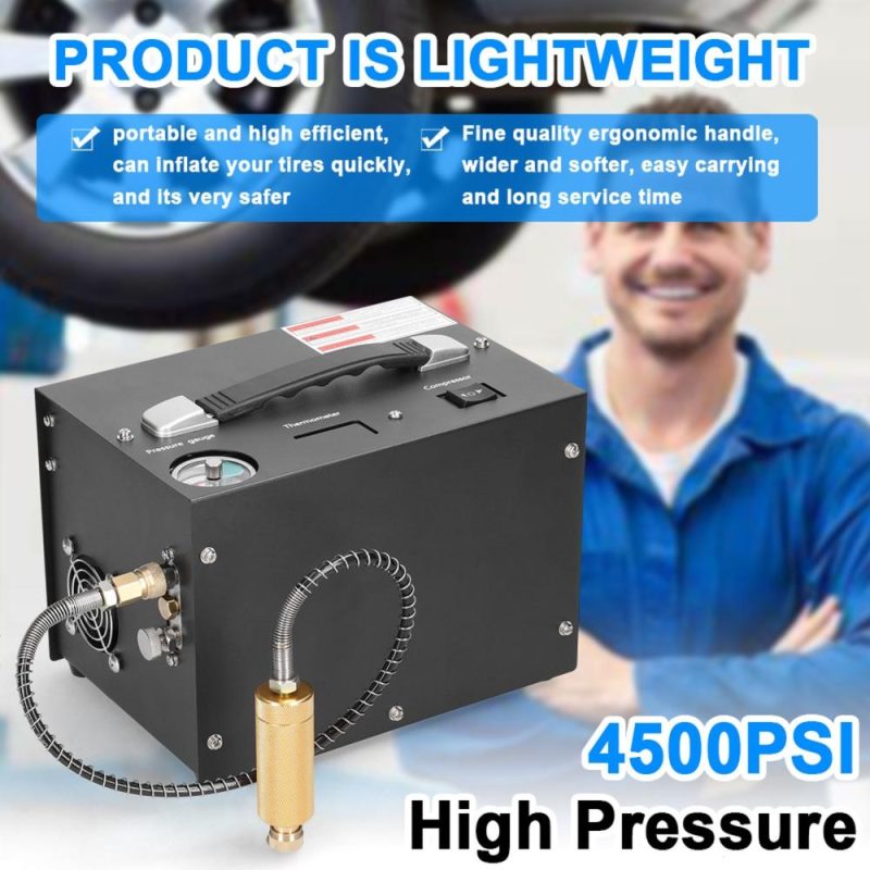 4500PSI Electric High Pressure Air Compressor Outdoor Car Tire Inflator Pump with Barometer Built-in Transformer  |   Electrical Equipment & Supplies Electrical Equipment & Supplies Black