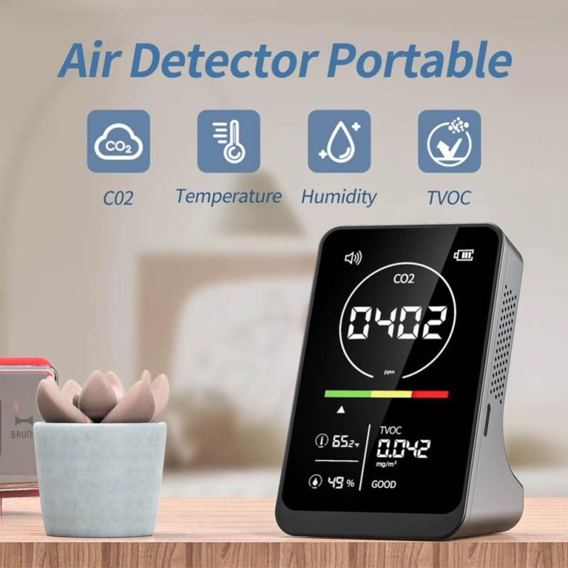 4in1 Air Quality Meter Household CO2 TVOC Tester Portable Temperature Humidity Detector NDIR Sensor Digital Display with Alarm Function  |   Gas detection equipment Gas detection equipment Black