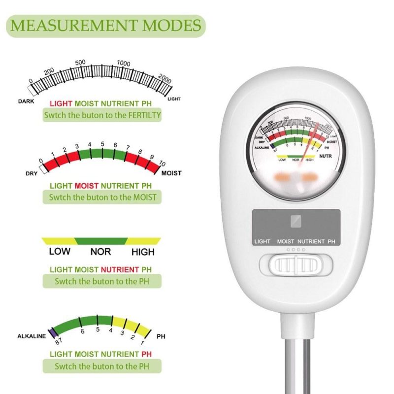 4in1 Soil PH Value Light Moist Nutrient Test Meter Indoor Potted Plant Measuring Instrument Plant Cultivation Gardening Tools  |   Soil analysis equipment Measurement & Analysis Instruments Soil analysis equipment