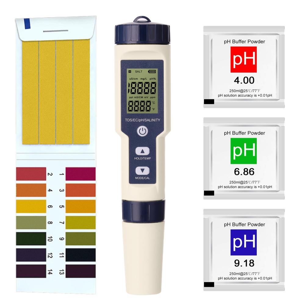 5 in 1 Professional Multi-parameter Combo Testing Meter PH/EC/TDS/Salinity/Thermometer Digital Multi-Function Tester Water Quality Tester  |   Water quality analysis equipment Measurement & Analysis Instruments Water quality analysis equipment