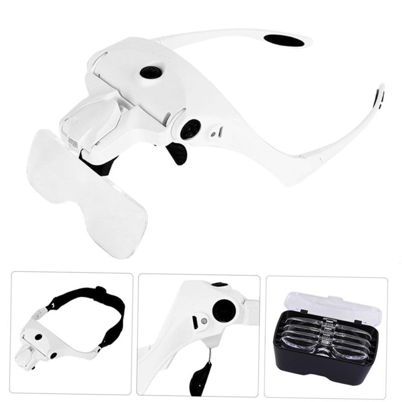 5 Lens 1.0X-3.5X Adjustable Bracket Headband Glasses Magnifier Loupe with 2 LED Lights and USB Charge Goggles Magnifying Tool Rechargeable LED Magnifying Glasses  |   Magnifiers Hardware & Gadgets Magnifiers