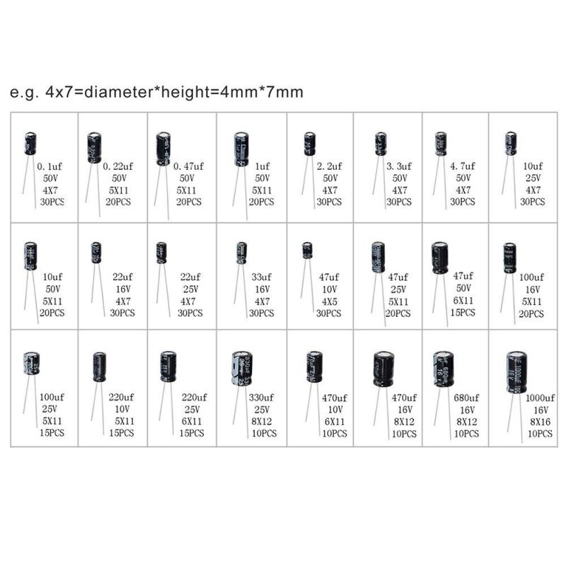 500pcs 24 Values Aluminum Electrolytic Capacitor Assorted Kit 10V 16V 25V 50V Metal Electrolytic Capacitors Range 0.1uF－1000uF with Plastic Case  |   Modules Modules Modules