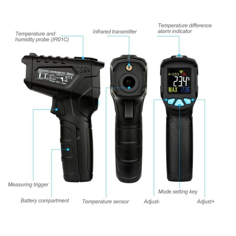 -50~380℃ Industrial Digital Infrared Thermometer Handheld Infrared LCD Temperature Meter Gauge  |   Temperature & Humidity Measurements Measurement & Analysis Instruments Temperature & Humidity Measurements