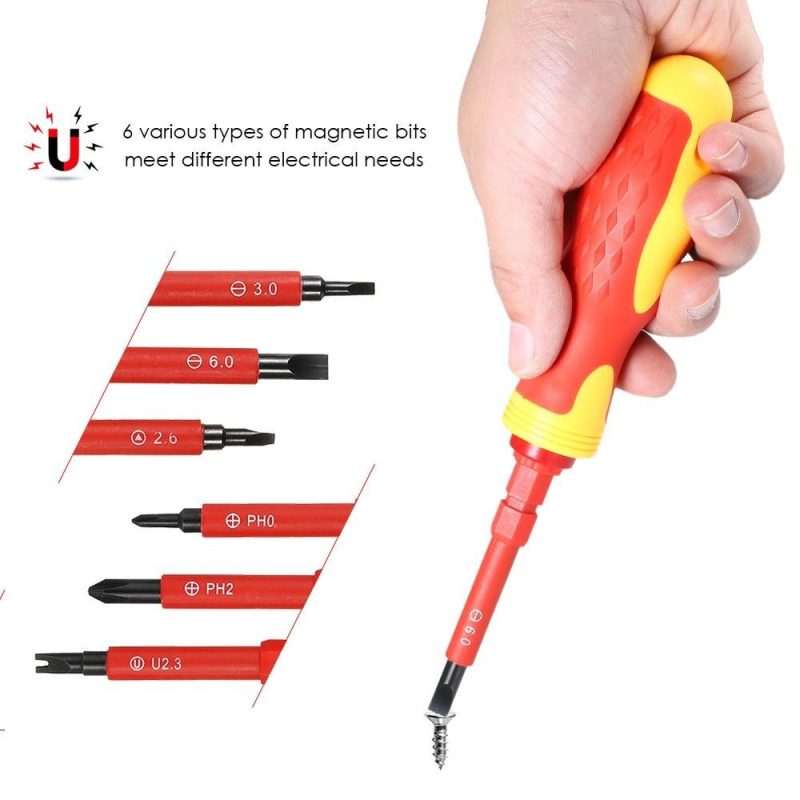 5pcs 500V Insulated Screwdrivers Set with Magnetic Slotted Phillips Pozidriv Bits and Test Pen Electrical Work Repair Tools Kit  |   Hardware & Accessories Hardware & Accessories Hardware & Accessories