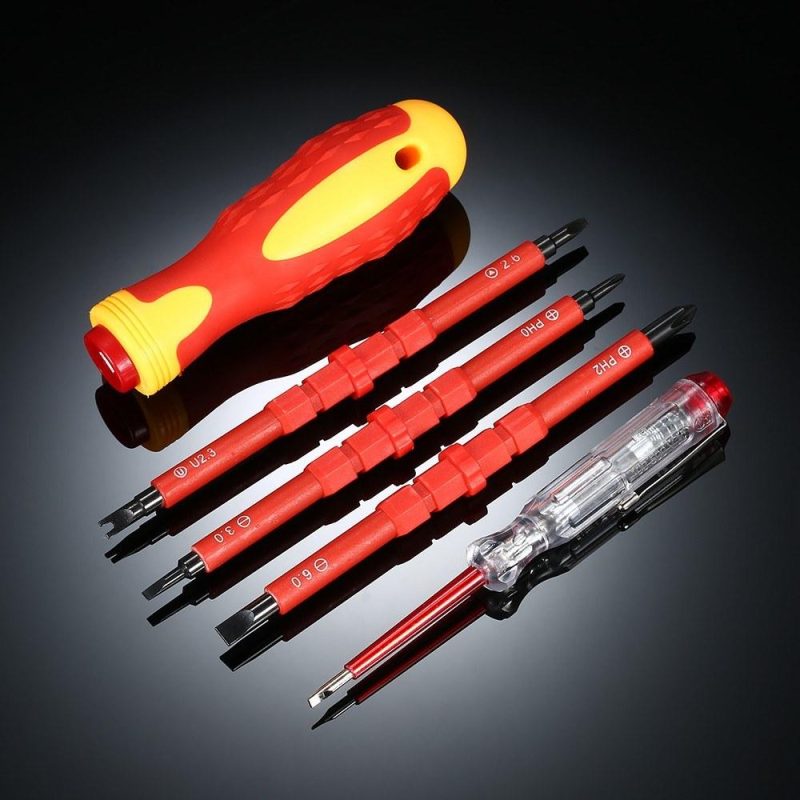 5pcs 500V Insulated Screwdrivers Set with Magnetic Slotted Phillips Pozidriv Bits and Test Pen Electrical Work Repair Tools Kit  |   Hardware & Accessories Hardware & Accessories Hardware & Accessories