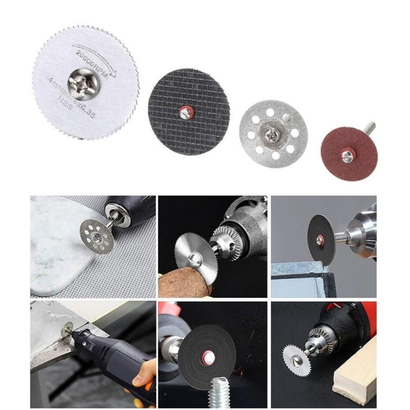 60pcs Cutting Wheel Set for Rotary Tool Including 545 Diamond Cutting Wheels HSS Circular Saw Blades Resin Cutting Disc Mandrels for Wood Glass Plastic Stone Metal  |   Power Tool Parts Power & Electrical Tools Power Tool Parts