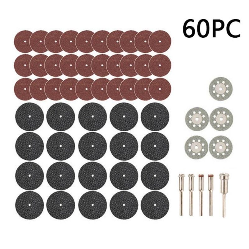 60pcs Cutting Wheel Set for Rotary Tool Including 545 Diamond Cutting Wheels HSS Circular Saw Blades Resin Cutting Disc Mandrels for Wood Glass Plastic Stone Metal  |   Power Tool Parts Power & Electrical Tools Power Tool Parts