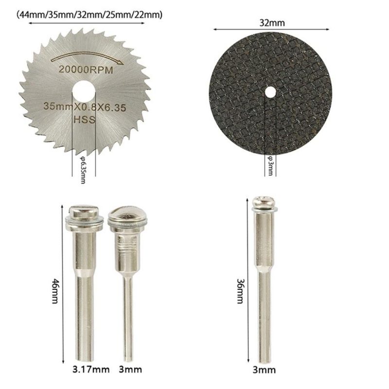 60pcs Cutting Wheel Set for Rotary Tool Including 545 Diamond Cutting Wheels HSS Circular Saw Blades Resin Cutting Disc Mandrels for Wood Glass Plastic Stone Metal  |   Power Tool Parts Power & Electrical Tools Power Tool Parts