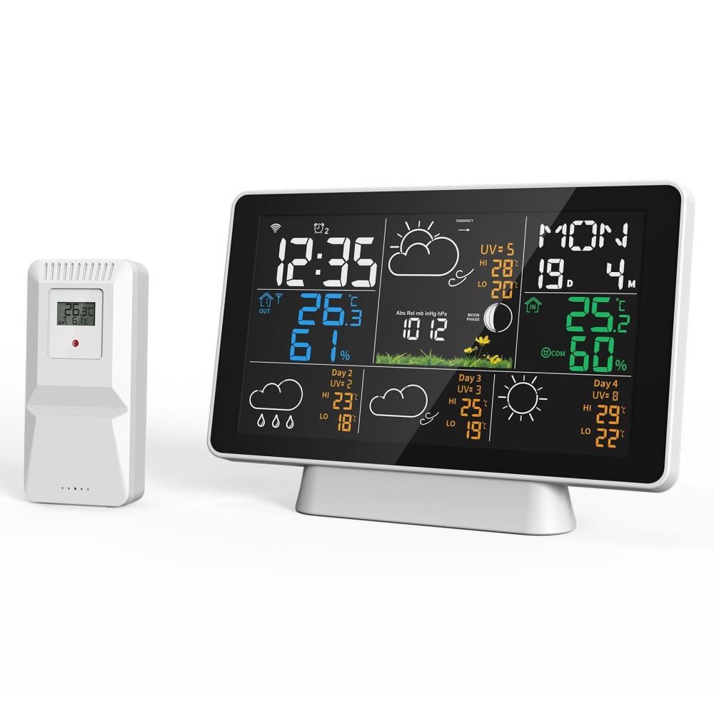 7.5Inch Large DisplayTuya WIFI 328FT（100M ) Sensing Distance Wireless Weather Station Thermometer Indoor Outdoor Hygrometer With Rain Gauge and Wind Speed Weather Forecast Wind Gauge Wunderground  EU 220V  |   Temperature & Humidity Measurements Measurement & Analysis Instruments Temperature & Humidity Measurements