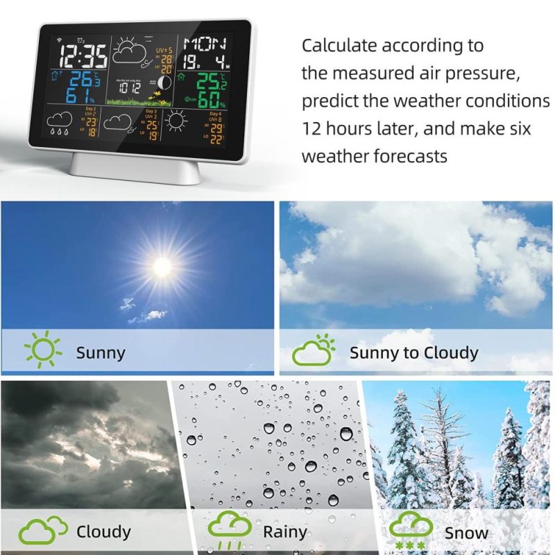 7.5Inch Large DisplayTuya WIFI 328FT（100M ) Sensing Distance Wireless Weather Station Thermometer Indoor Outdoor Hygrometer With Rain Gauge and Wind Speed Weather Forecast Wind Gauge Wunderground  EU 220V  |   Temperature & Humidity Measurements Measurement & Analysis Instruments Temperature & Humidity Measurements