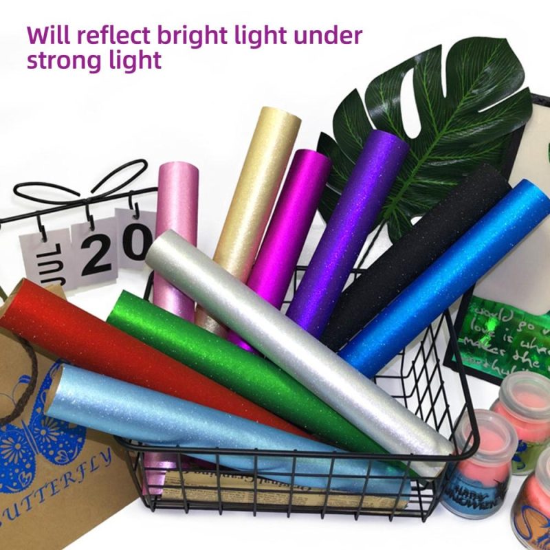 7 Colors Holographic Glitter Adhesive Craft Vinyl 30.5×30.5cm/12x12In with 2 Pcs of Transfer Film Compatible with Cricut Silhouette Cameo Decals Signs Home Decoration DIY Crafts  |   DIY Tools DIY Tools DIY Tools