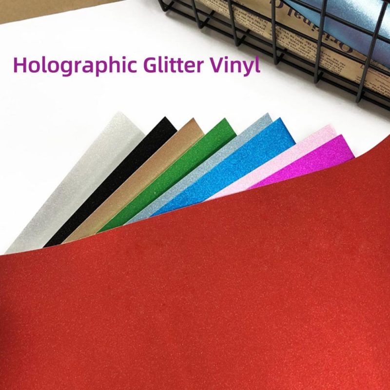 7 Colors Holographic Glitter Adhesive Craft Vinyl 30.5×30.5cm/12x12In with 2 Pcs of Transfer Film Compatible with Cricut Silhouette Cameo Decals Signs Home Decoration DIY Crafts  |   DIY Tools DIY Tools DIY Tools