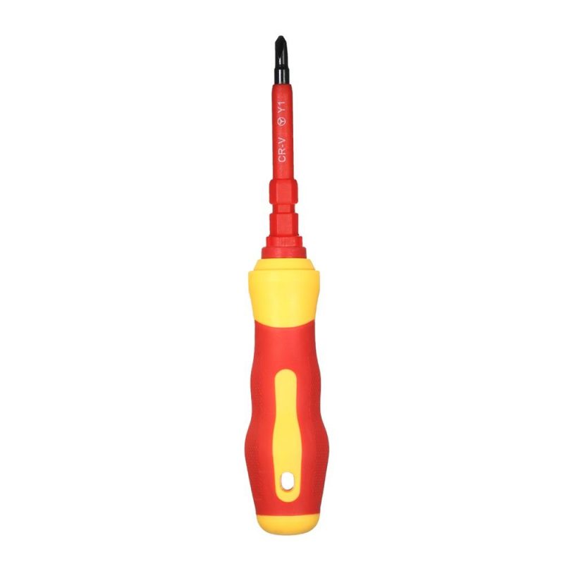 7 in 1 1000V Changeable Insulated Screwdrivers Set with Magnetic Phillips and Slotted Bits Electrician Repair Tools Kit  |   Screwdriver & Screwdriver Set Professional Tools Red/Yellow