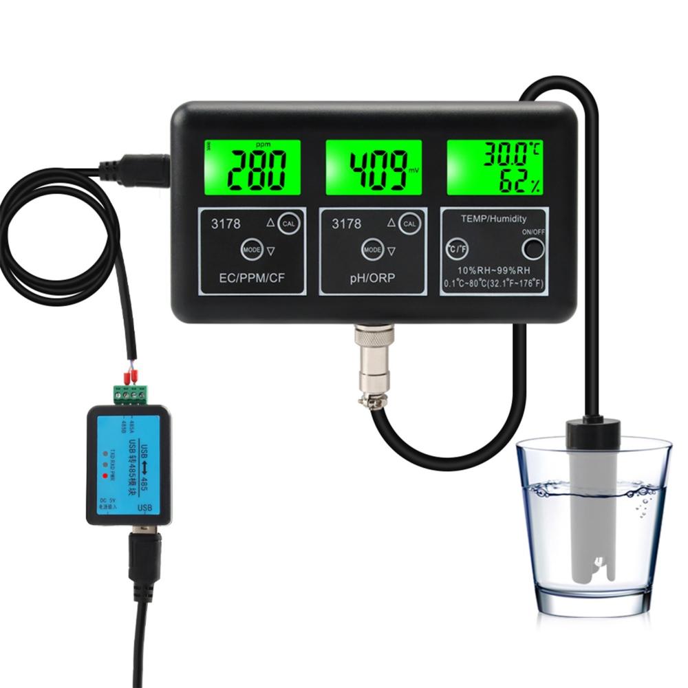 7 in 1 PH Meter for Water Digital Water Quality Tester EC/TDS/PH/CF/ORP/Temperature/Humidity Meter with RS485 Communication Module and Removable Electrode for Drinking Water Pool Aquarium  |   Water quality analysis equipment Measurement & Analysis Instruments Water quality analysis equipment