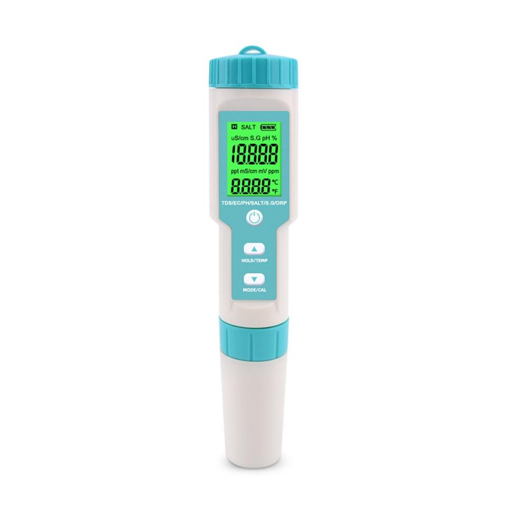 7 in 1 PH/TDS/EC/ORP/S.G/Salinity/Temperature Multi-Parameter Pocket Water Quality Tester with Electrode Replaceable C-600 PH Meter for Pools Drinking Water Aquariums with Backlight  |   Water quality analysis equipment Measurement & Analysis Instruments Water quality analysis equipment