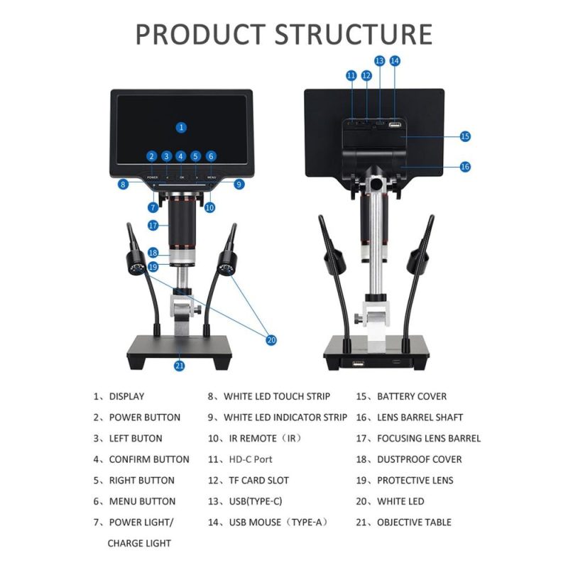 7-inch LCD Screen Video Microscope with 32GB TF Card 1200X Microscope and Telescope 1080P (without adapter)  |   Microscopes & Endoscope Measurement & Analysis Instruments Microscopes & Endoscope