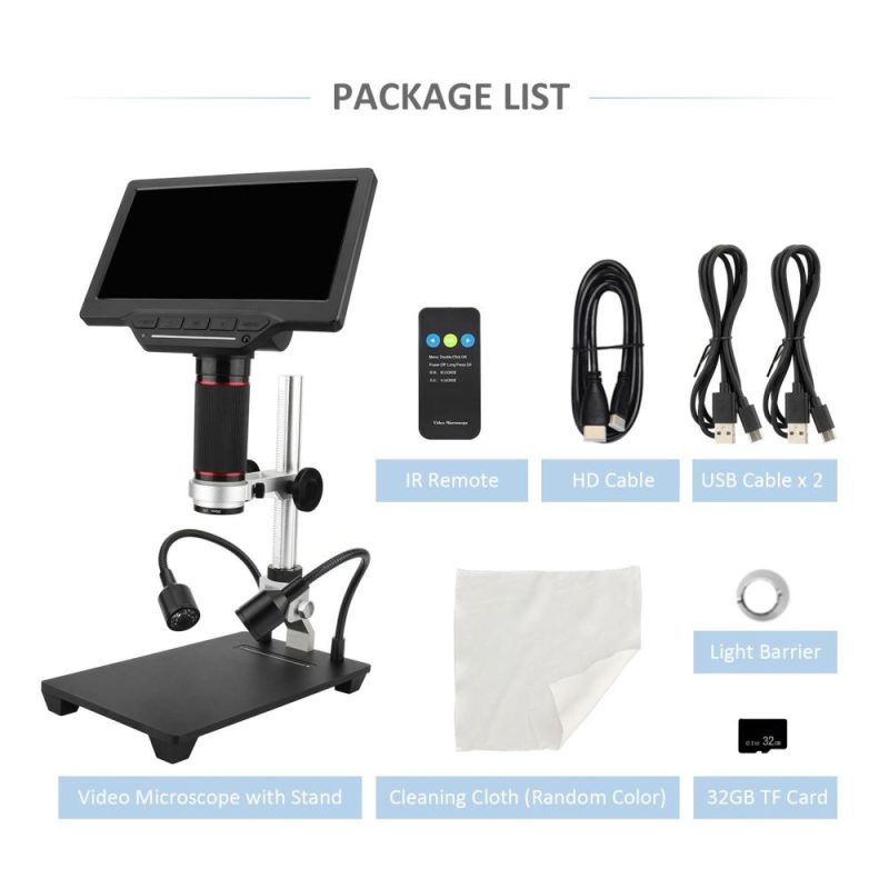 7-inch LCD Screen Video Microscope with 32GB TF Card 1200X Microscope and Telescope 1080P (without adapter)  |   Microscopes & Endoscope Measurement & Analysis Instruments Microscopes & Endoscope