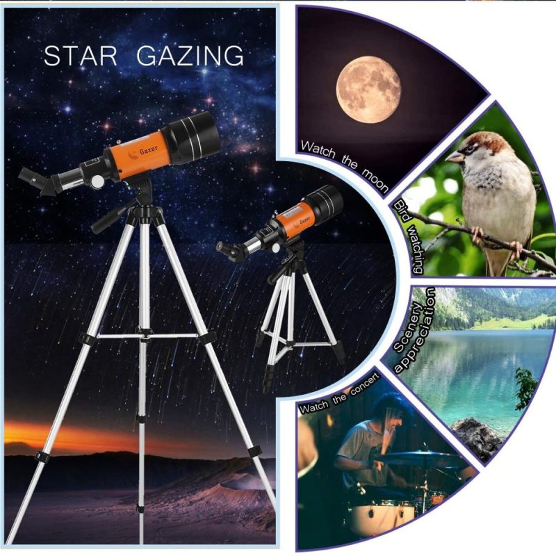 70mm Astronomical Telescope 150X High Power Monocular Telescope Refractor Spotting Scope with 5×24 Finder Scope Tripod Moon Filter 3X Barlow Lens for Star Gazing Bird Watching Camping  |   Microscopes & Endoscope Measurement & Analysis Instruments Microscopes & Endoscope