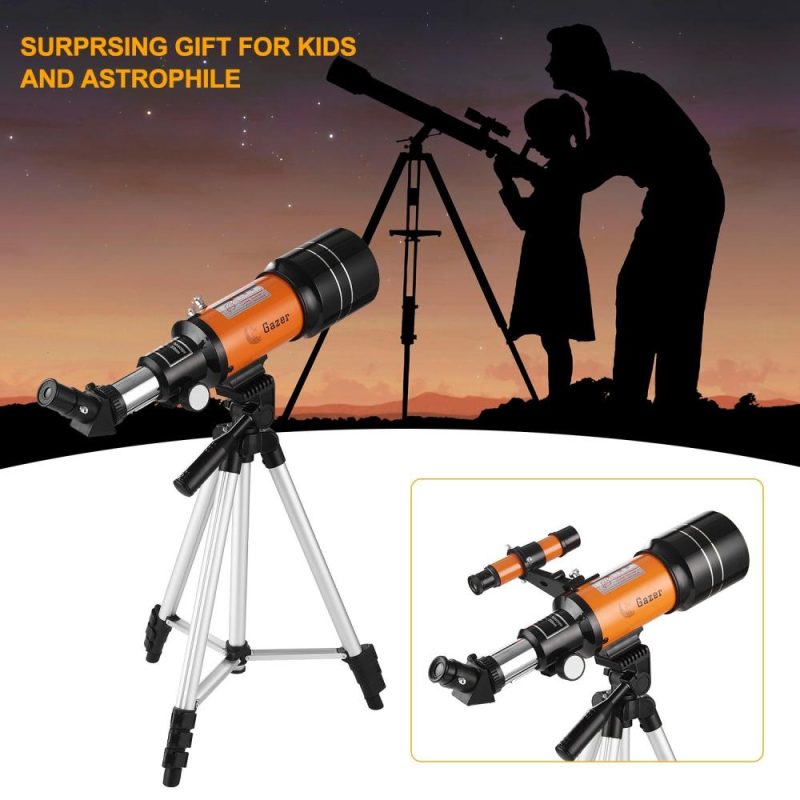 70mm Astronomical Telescope 150X High Power Monocular Telescope Refractor Spotting Scope with 5×24 Finder Scope Tripod Moon Filter 3X Barlow Lens for Star Gazing Bird Watching Camping  |   Microscopes & Endoscope Measurement & Analysis Instruments Microscopes & Endoscope