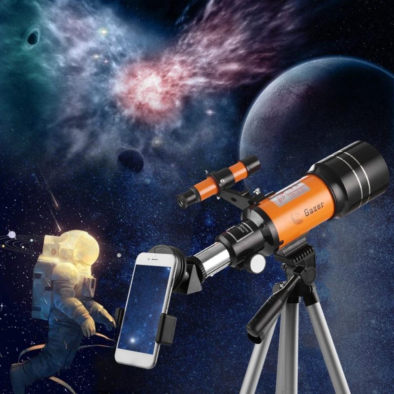 70mm Astronomical Telescope 150X High Power Monocular Telescope Refractor Spotting Scope with 5×24 Finder Scope Tripod Moon Filter 3X Barlow Lens for Star Gazing Bird Watching Camping  |   Microscopes & Endoscope Measurement & Analysis Instruments Microscopes & Endoscope