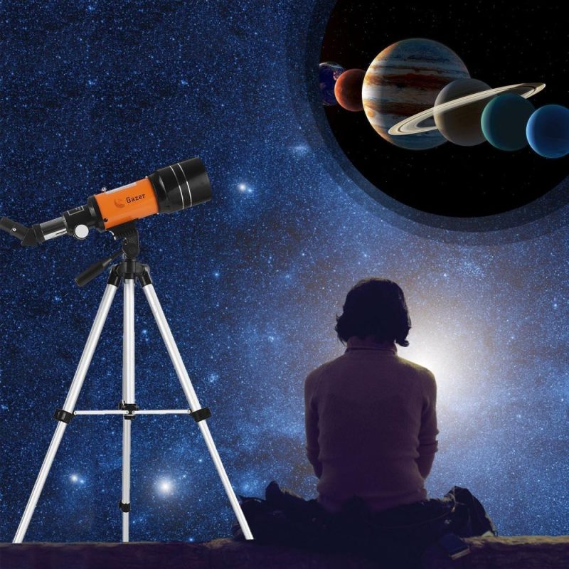 70mm Astronomical Telescope 150X High Power Monocular Telescope Refractor Spotting Scope with 5×24 Finder Scope Tripod Moon Filter 3X Barlow Lens for Star Gazing Bird Watching Camping  |   Microscopes & Endoscope Measurement & Analysis Instruments Microscopes & Endoscope