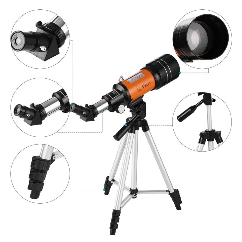 70mm Astronomical Telescope 150X High Power Monocular Telescope Refractor Spotting Scope with 5×24 Finder Scope Tripod Moon Filter 3X Barlow Lens for Star Gazing Bird Watching Camping  |   Microscopes & Endoscope Measurement & Analysis Instruments Microscopes & Endoscope