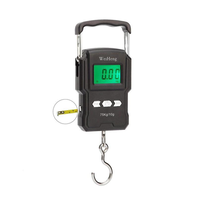 75Kg/10g Electronic Backlight Weighing Scale Portable Digital Fishing Postal Hanging Hook Scale with Measuring Tape  |   Digital Scales Digital Scales Digital Scales