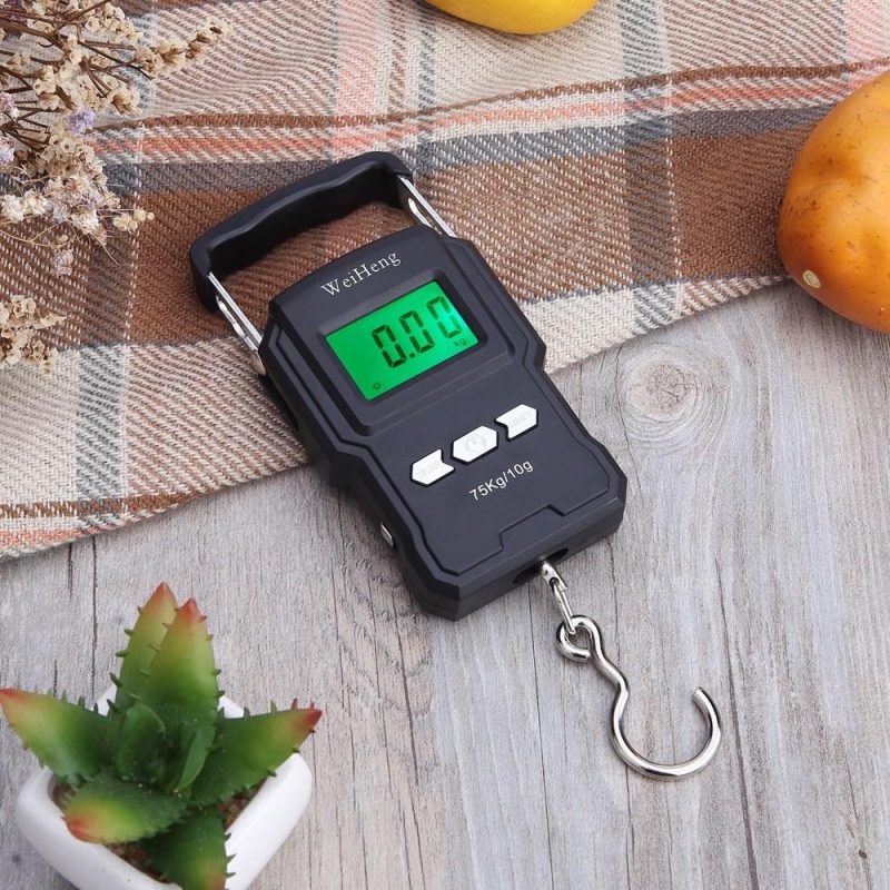 75Kg/10g Electronic Backlight Weighing Scale Portable Digital Fishing Postal Hanging Hook Scale with Measuring Tape  |   Digital Scales Digital Scales Digital Scales