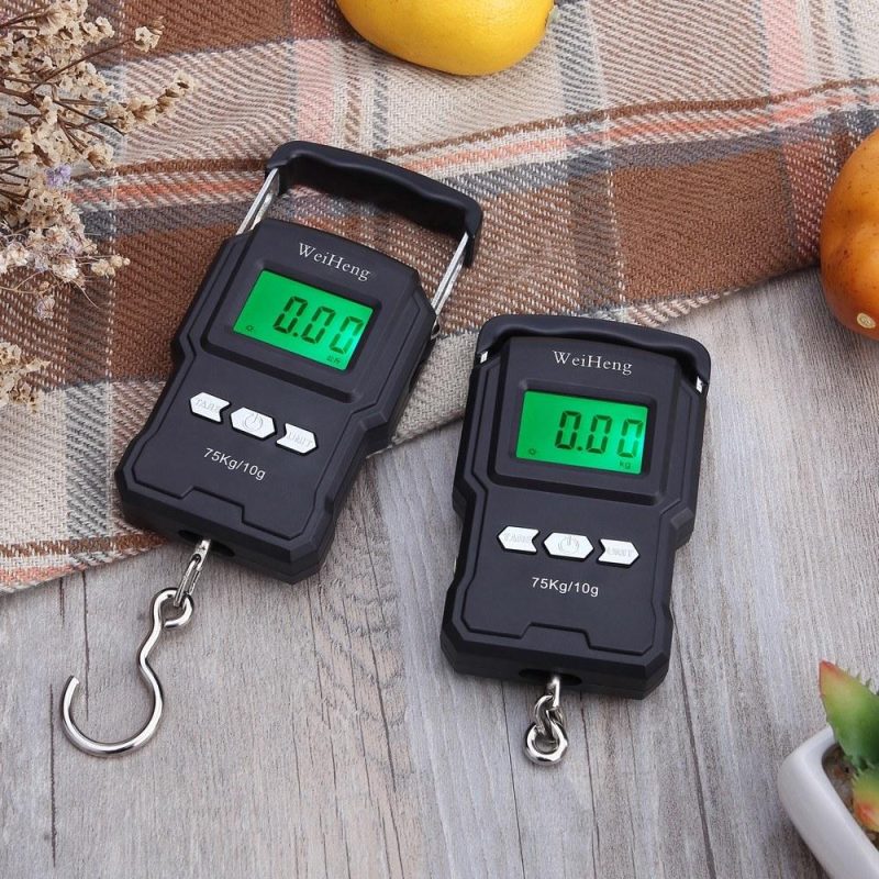 75Kg/10g Electronic Backlight Weighing Scale Portable Digital Fishing Postal Hanging Hook Scale with Measuring Tape  |   Digital Scales Digital Scales Digital Scales