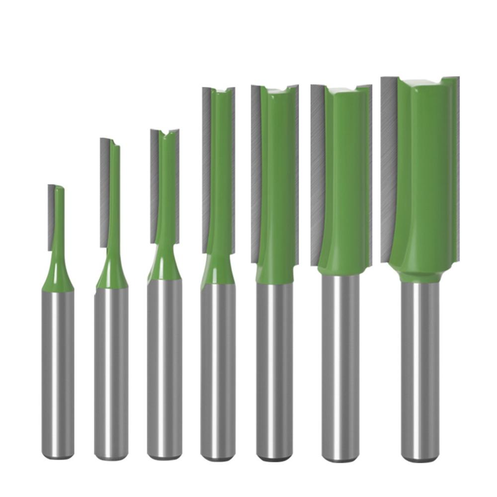 7PCS Router Bits Set 6.35mm (1/4 Inch) Shank 3 4 5 6 8 10 12mm Blade Diameter Double Flute Straight Bit for Woodworking Milling Cutter Tool  |   Power Tool Parts Power & Electrical Tools Green