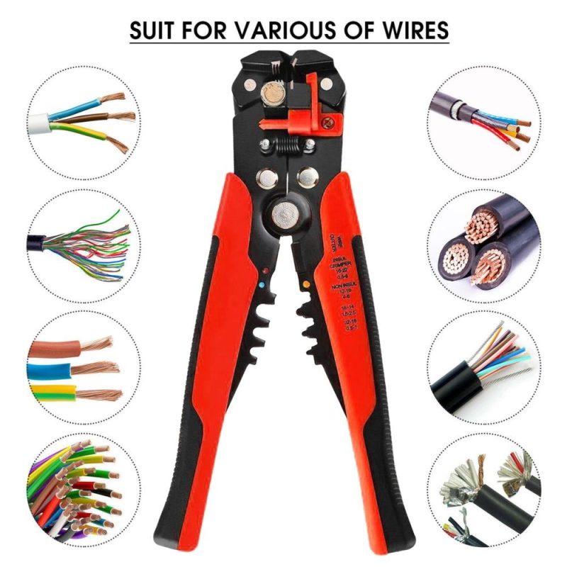 8-inch Cable Wire Stripper Automatic Wire Stripping Pliers Wire Clamping Tool Insulation Cable Crimpers Electrician’s Wire Cutter Bare Terminals & Insulated Terminals Crimping  |   Others Others Orange/Red/Yellow